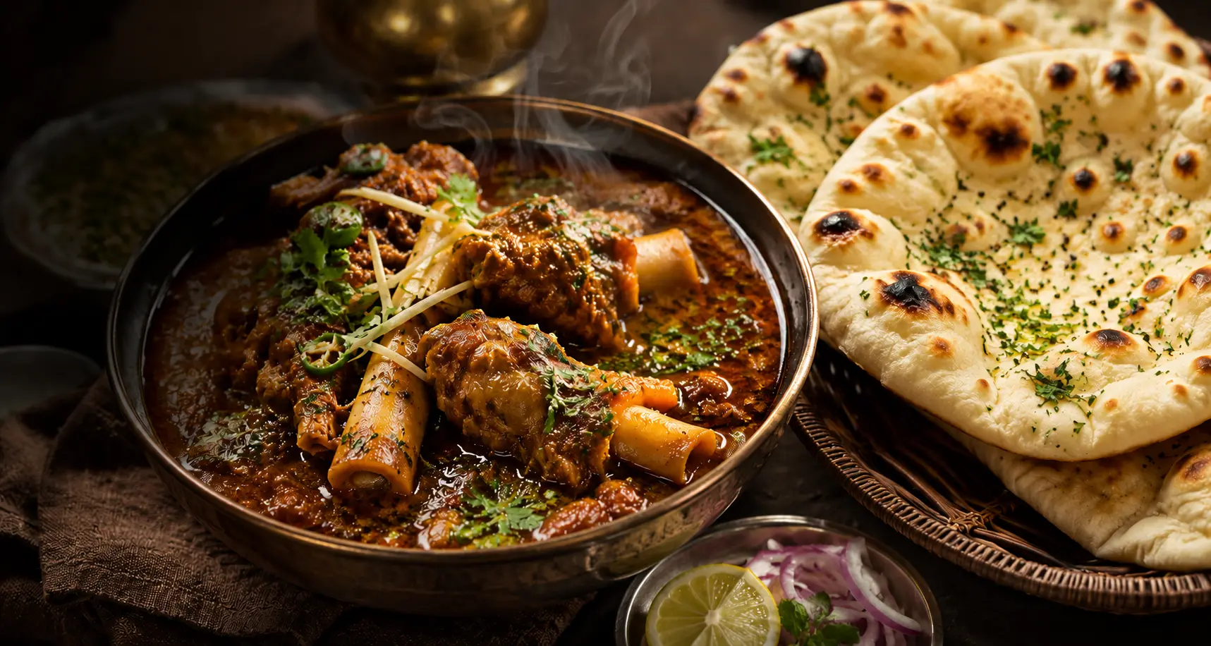 Hyderabadi Paaya Naan served with slow-cooked paaya curry at Sri Parimala's Kitchen